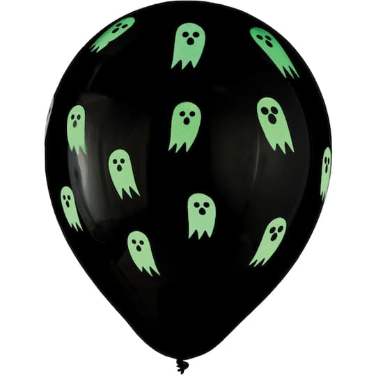 12&#x22; Glow-in-the-Dark Ghost Latex Balloons, 30ct.